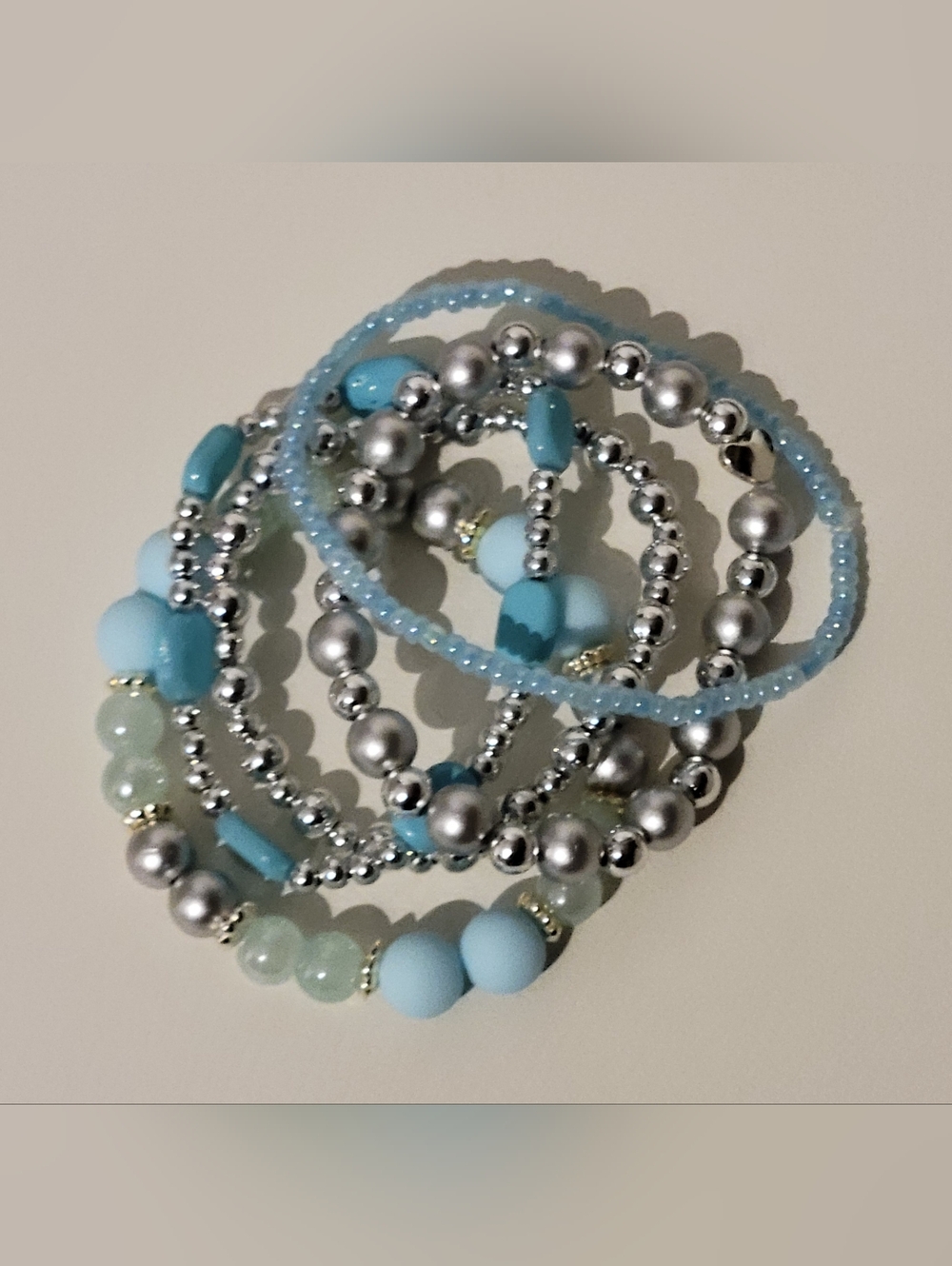 Hand Crafted Stretch Beaded Bracelet Set of 5